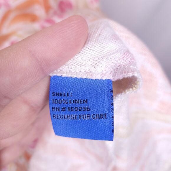 J Mclaughlin Linen Dress Medium Floral Beach Getaway Popover - Picture 10 of 11